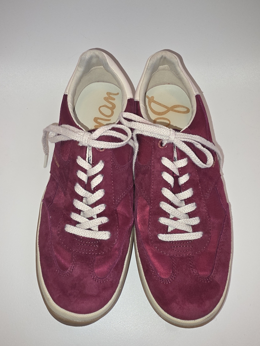 Sam Edelman Raspberry Suede Casual Lace-Up Sneakers